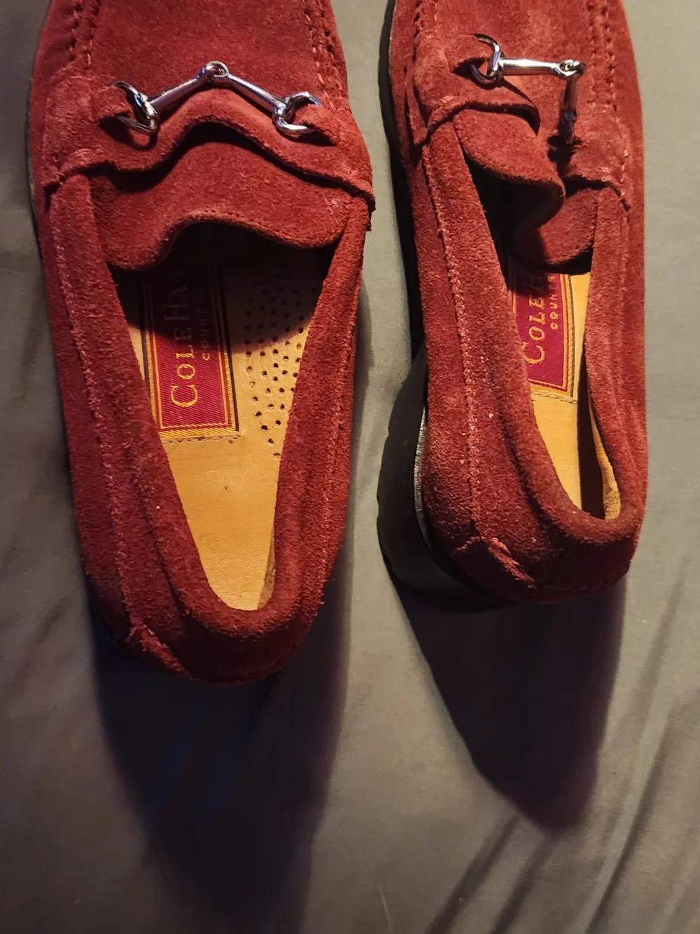 Cole Haan Men's Suede Loafers - Deep Burgundy with Silver Bit
